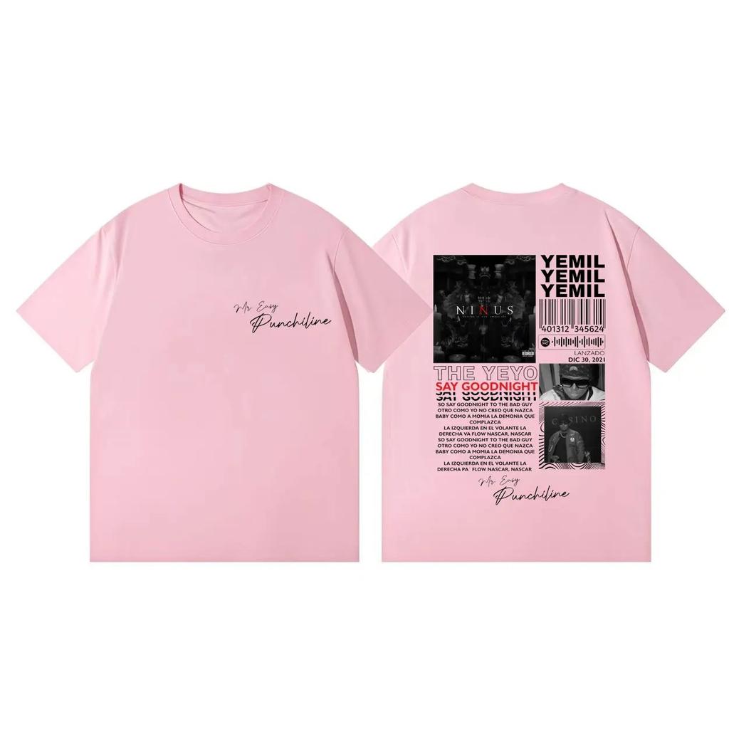 Hochwertiges Baumwoll Oversized T-Shirt Rapper Yemil Album Merch T-Shirts Unisex Damenmode Hip Hop Vintage Kurzarm T-Shirt