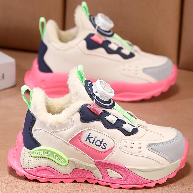 High Quality Children Sneakers Comfort Warm Wear-resistant Casual New Cotton Shoes with Winter Rotating Buckle Walking Shoes