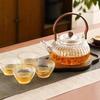 Pumpkin-Shaped High-Temperature Resistant Glass Teapot with Handle for Stove and Electric Ceramic Stove Heating.
