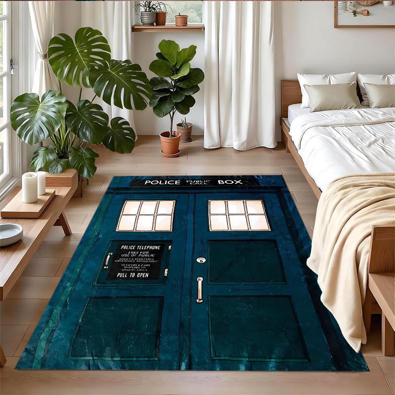Anti‑Slip Crystal Velvet Floor Rug, Doctor Who Design Carpet for Indoor Living Bedroom Home Decoration
