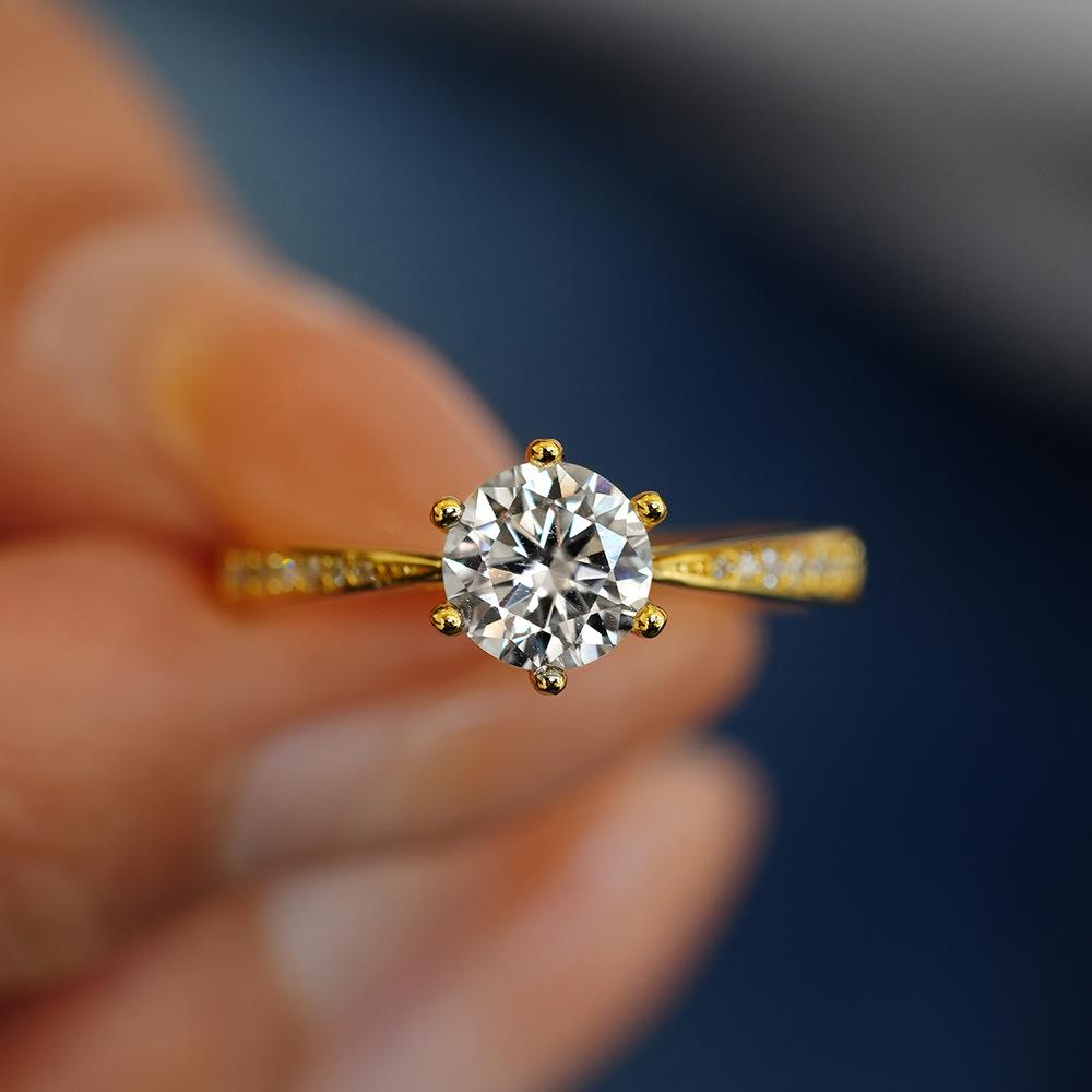 Moissanite Rings for Women Sparkling Diamond Engagement Wedding 925 Sterling Sliver Plating Gold Ring