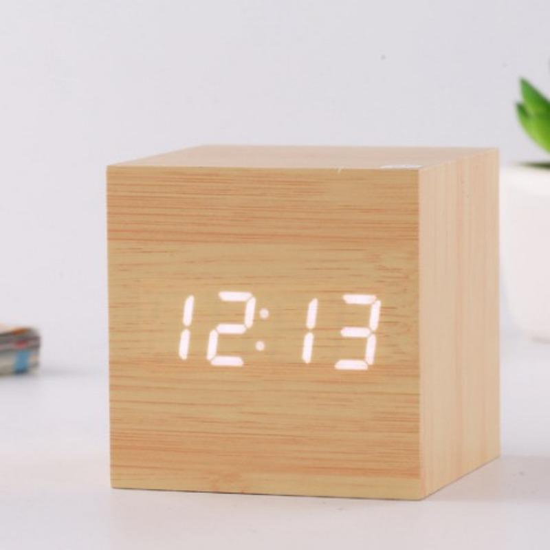 Antique Wooden Clock Electronic Clock Student Bedside Alarm Clock Smart Digital Clock