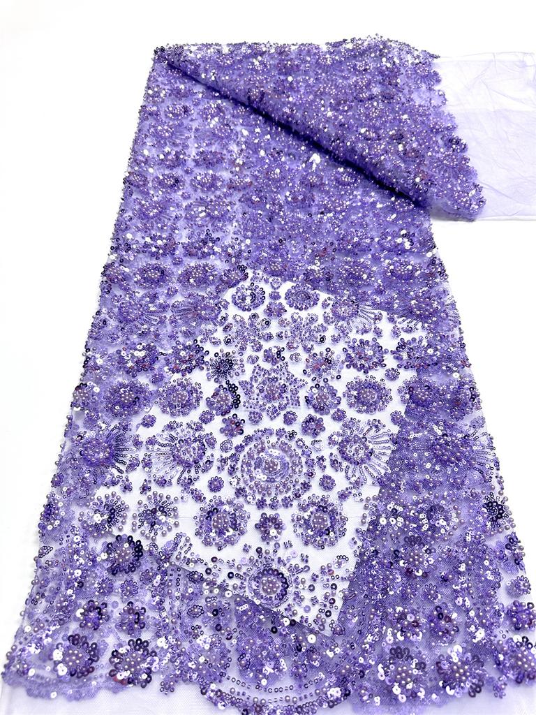 African Tulle Lace Fabric 2026 French Sequins Fabric Sewing Embroidery With Beads Lace Tulle Mesh Nigeria Dress 5 Yards Sewing