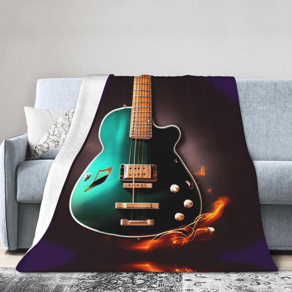 Popular Guitar Blanket Music Instrument Pattern Digital Printing Blanket Sofa Blanket