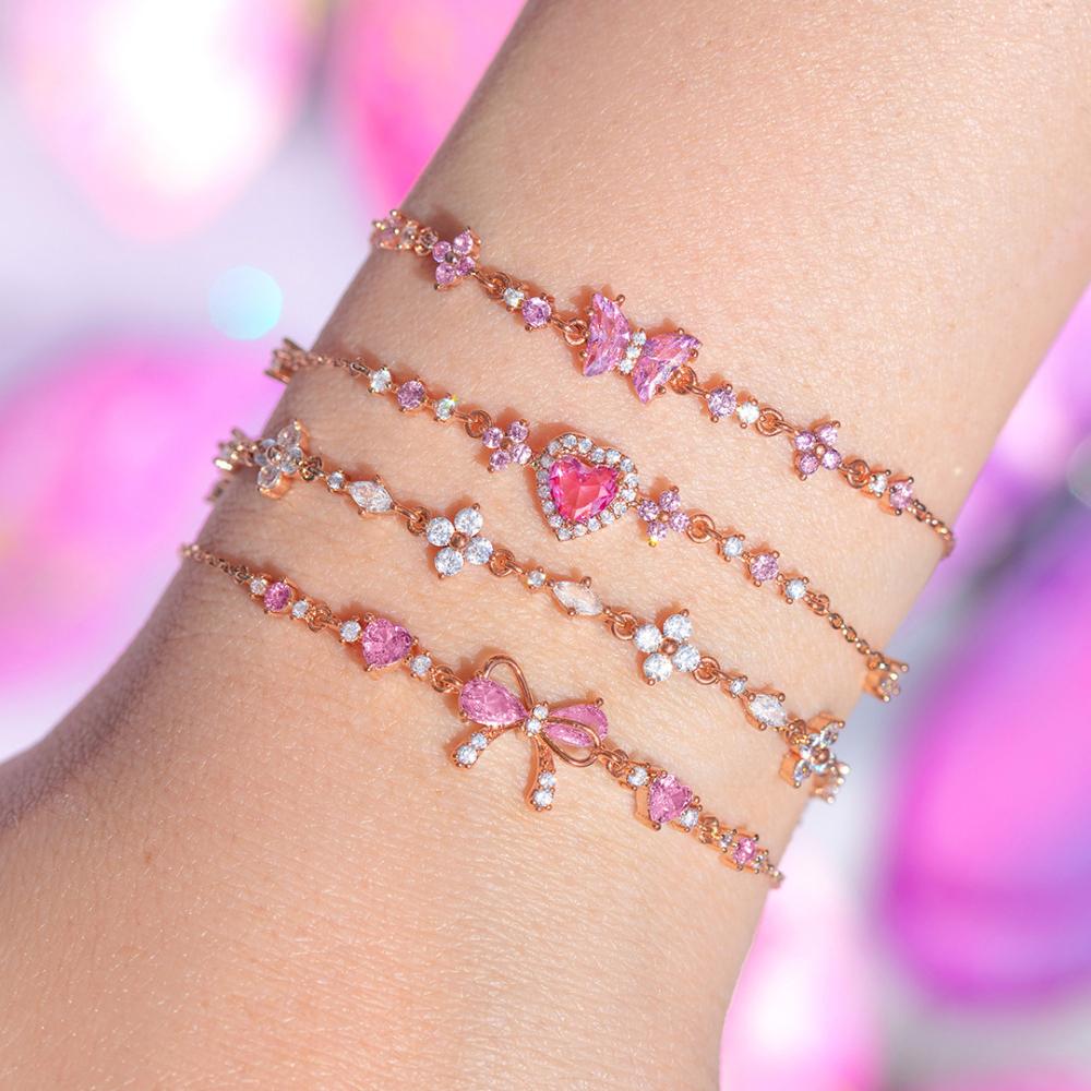 Instagram Style Cute and Sweet Bracelet Love Zircon Butterfly Festival Bracelet Women's Valentine's Day Gift Jewelry