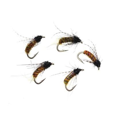6 uds #10 ~ #14 Patridge Soft Hackle Ninfa Pupa mosca marrón para trucha lubina Panfish pesca moscas húmedas señuelos cebo de hundimiento rápido