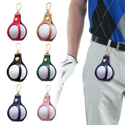 Golf Topu Çantası Klipsli Pantolon Çemberine Yapışan Suni Deri Kaymaz Taşınabilir Golf Topu Tutucu Metal Toka Golf Düzenleyici Golf Topu Taşıyıcı
