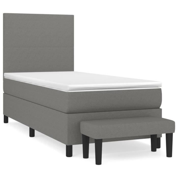VidaXL Lit à sommier tapissier avec matelas Gris foncé 80x200 cm Tissu - Modèle 3136390