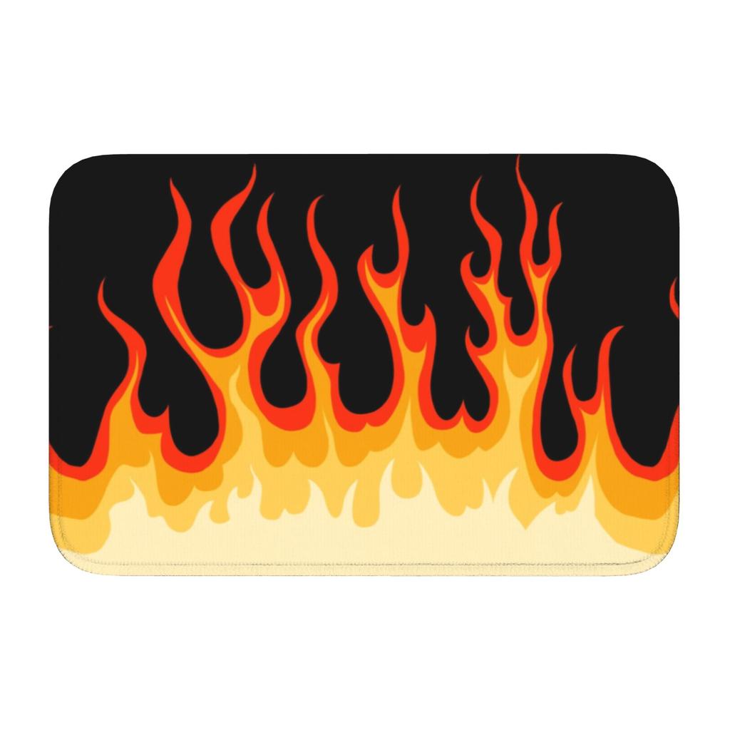 Custom Big Fire Orange Flames Doormat Anti-Slip Entrance Kitchen Bathroom Floor Door Mat Vintage Burning Flame Garden Carpet Rug
