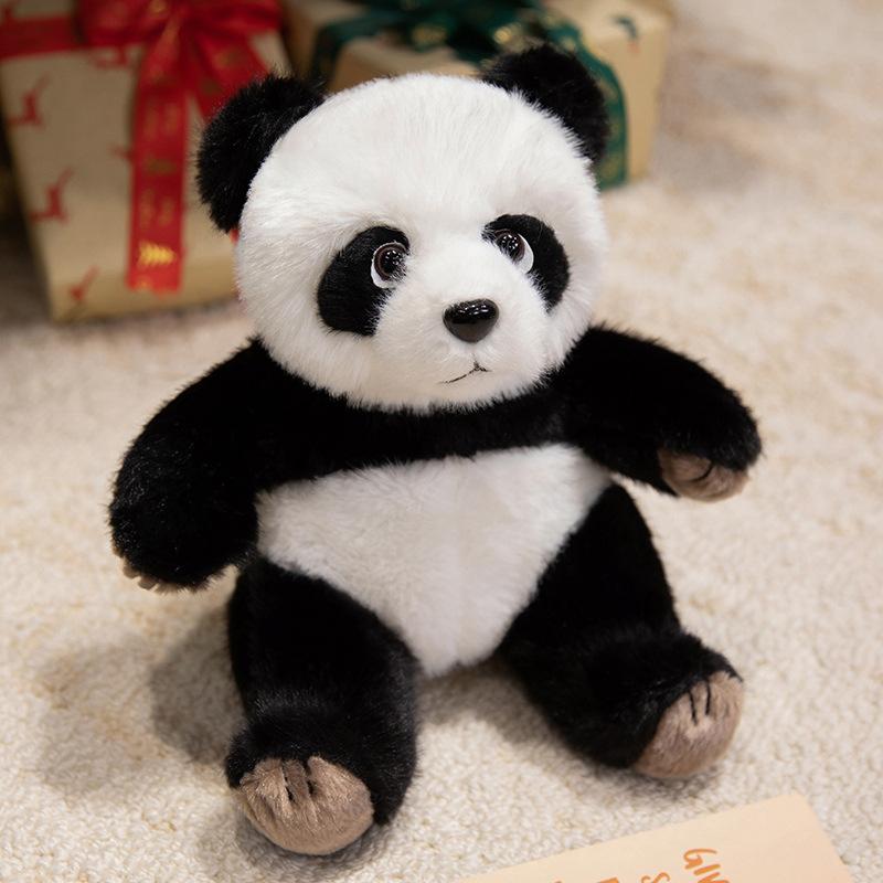 Cartoon Simulation Black Bear with Panda Doll Plush Toy Doll Children Sleeping Pillow Doll Girl Gift