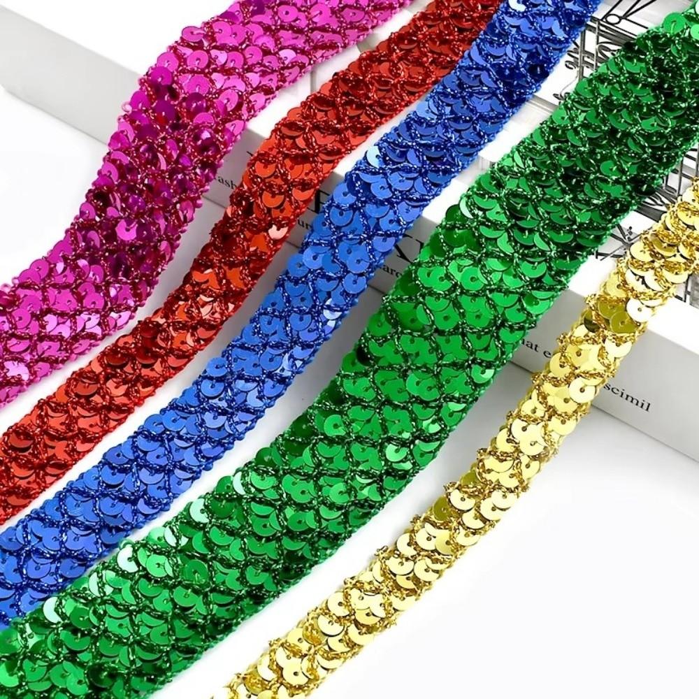 Sequin Lace Trim 2cm Wide Decoration Applique Fashion Braided Ribbons  for Dance Dress Clothes