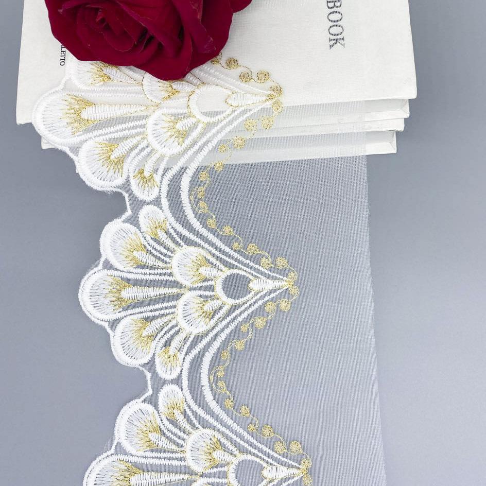 1Yard Mesh Sequins Embroidered White Black Purple Lace Fabric Cloth Evening Dress Material