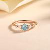 Blue Moissanite and Small Diamond Pave Ring In 925 Silver - Women's Light Luxury Gemstone Index Ring