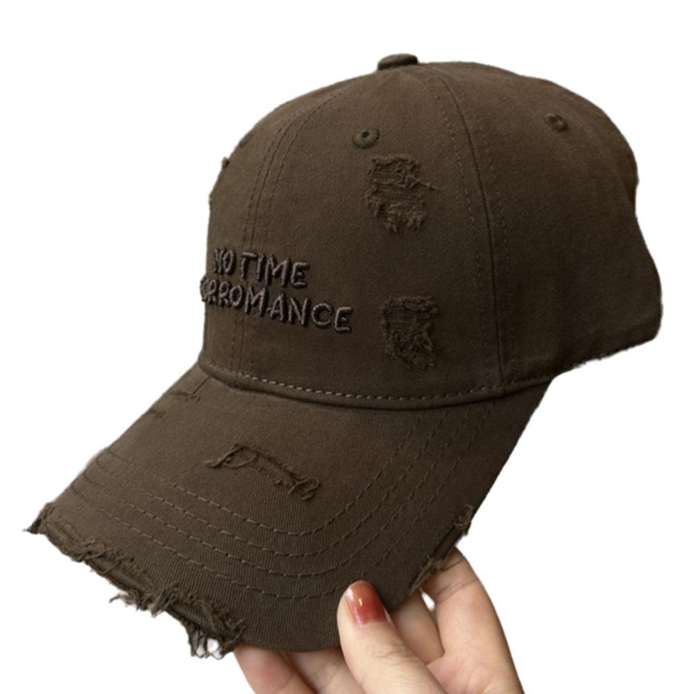 Korean Letter Baseball Hat Alphabet Embroidery Holes Peaked Cap Casual Snapback Cap  Men Women