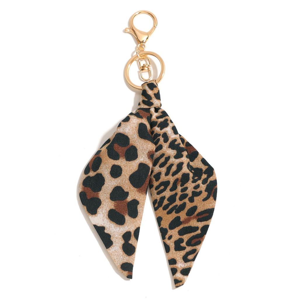 Retro Leopard Print Keychain with Silk Scarf Pendant - Hot Girl Style Accessory