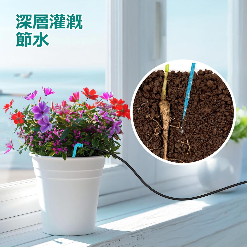 Biling Solar Automatic Watering System, Automatic Drip Irrigation System, Built-in 6V 2200mAh Battery Backup, 400ML/MIN Water Flow, Customizable Water