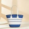 2Pcs/Set Hat Tote Bag Set Striped Print Wide Brim Straw Hat Handmade