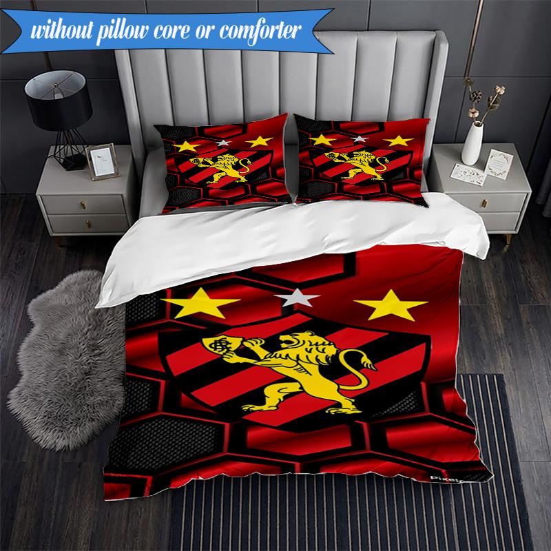 3PCS Sport Club Football Crest Printed Soft Bedding Set,Including 1pc Duvet Cover And 2pcs Pillowcases Perfect for Bedroom, Dormitory, Fan gift