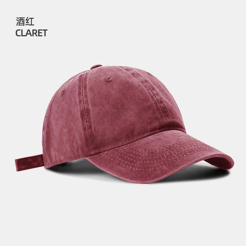 Washed baseball cap solid color trendy fashion casual men's and women's caps big head circumference versatile sun hat