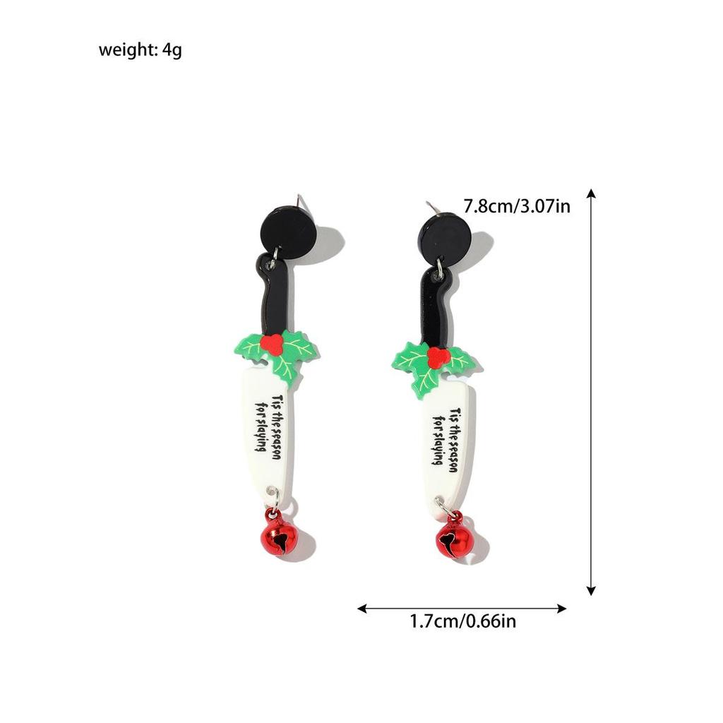 Christmas Reindeer & Snowflake Bell Acrylic Earrings for Women