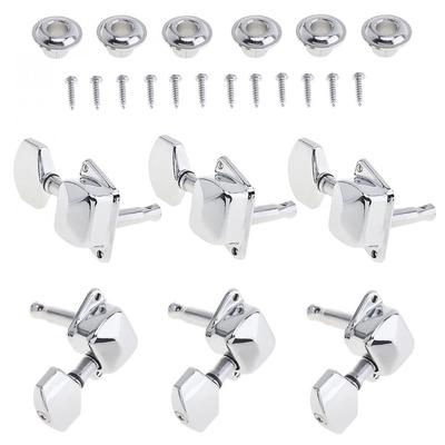 6pcs Chrome Guitar Tuning Pegs 3R+3L Semi-closed Machine Heads Tuners for Folk Acoustic Guitar