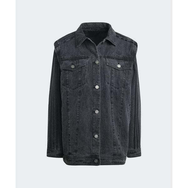 adidas Originals Denim Shirt Jacket Comfortable Fashion Versatile Casual Jacket Women Jackets Black JY8882