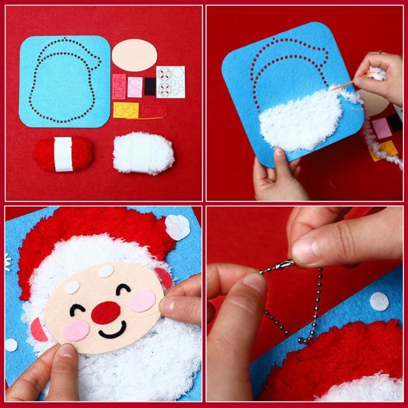 Christmas Felt Sewing Kit for Kids Educational DIY Craft Set Nonwoven Fabric Lacing Activity Holiday Themed Ornament Making Preschool Learning Toy