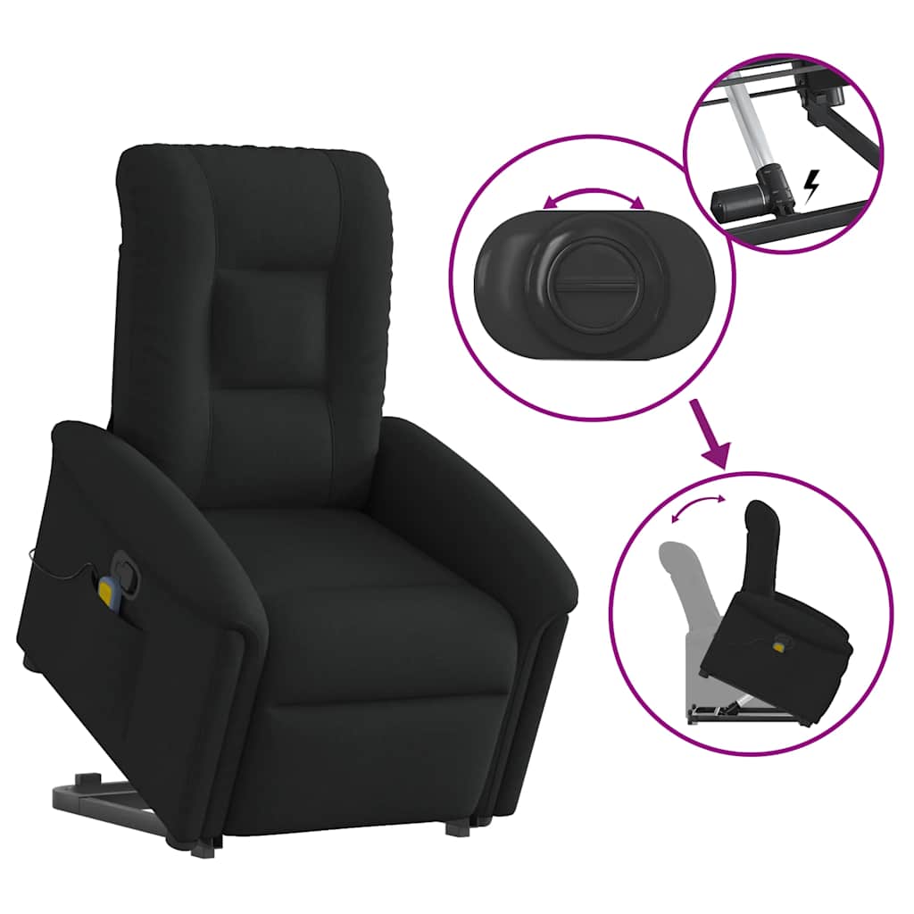 Recliner Chair with Lift Assist Black Fabric