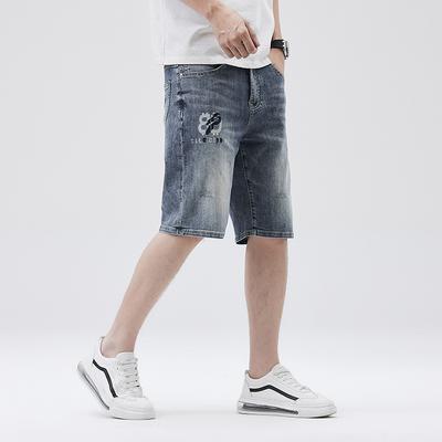 Printed Five-point Pants Summer New Style Men's Loose Five-point Pants Shorts Denim Medium Pants