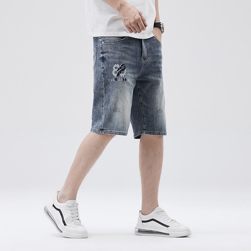 Printed Five-point Pants Summer New Style Men's Loose Five-point Pants Shorts Denim Medium Pants