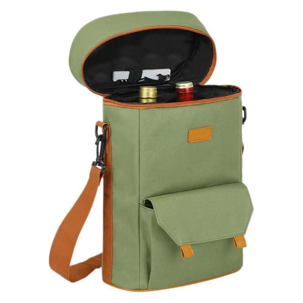 Wear-resistant Wine Tote Bag Portable Camping Organizer Wine Bottle Storage Pouch Travel Use