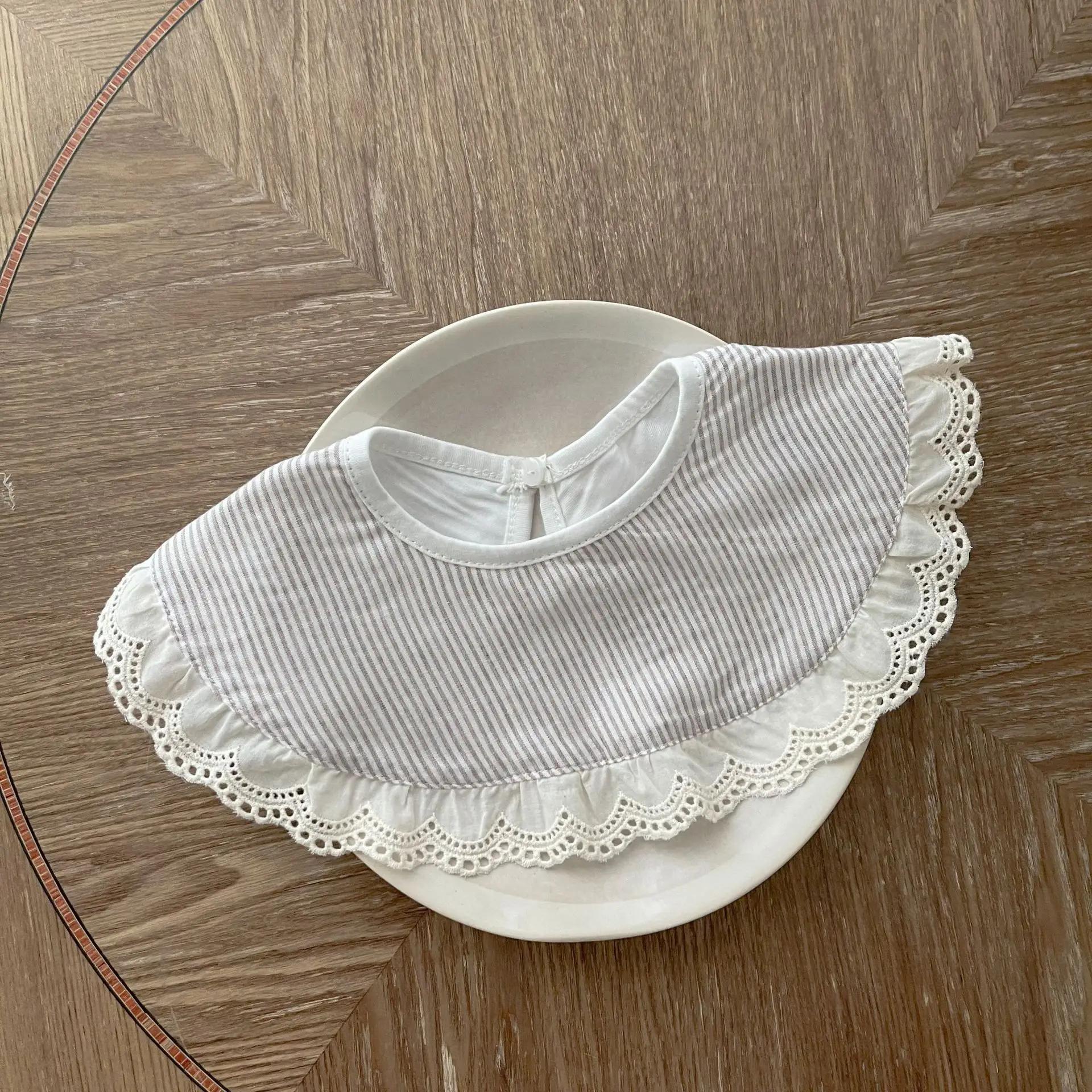 

1 шт. детский нагрудник для девочек, японское простое кружевное полотенце с рюшами и цветочным принтом для новорожденных девочек, мягкая хлопковая одежда для малышей от отрыжки