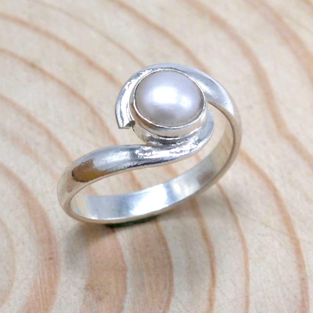 Pearl 925 Sterling Silver  Ring, Natural Pearl Gemstone Handamde Ring Jewelry