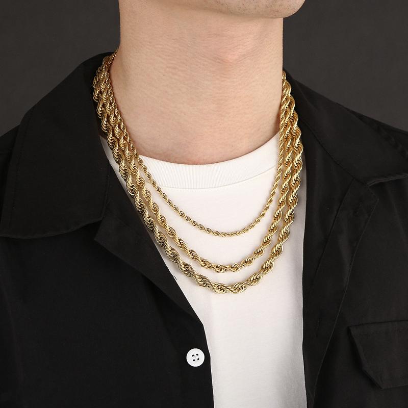 KALEN 4/6/8mm Fashion Men's Women's Simple Stainless Steel Necklace Thick Twisted Chain Jewelry DIY Accessories Gift