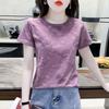 Summer loose front shoulder short-sleeved t-shirt women, new t-shirt foreign style fashion versatile women on clothes ins tide