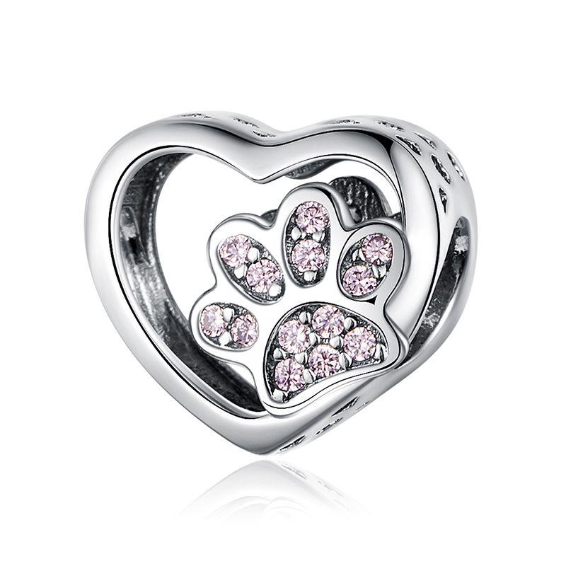 WOSTU Hot Selling Copper DIY Charms Heart Bead White Gold Plated Bird Pet Lotus Pendant Fit Original Bracelet Neckalce Wholesale