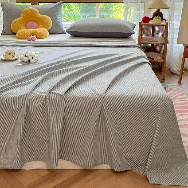 Minimalist Striped Washed Cotton Bed Cover For 1.8m Bed, Household & Student Dormitory