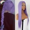 Purple Wig for Women Cosplay Wig 26inch Long Straight Hair Wigs 13*4 Synthetic Lace Wigs Natural Hairline for Daily Use