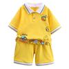 Adorable Yellow Duck Boys Short Sleeve Polo Shirt Set Summer Fashionable Kids Outfits For Ages 3 To 8 With Soft Cotton Fabric