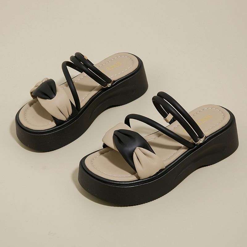 

Платформенные шлепанцы женские летние на выход лето 2025 новинка высококлассная мода два способа носки женские сандалии повседневные крутые шлепанцы 40