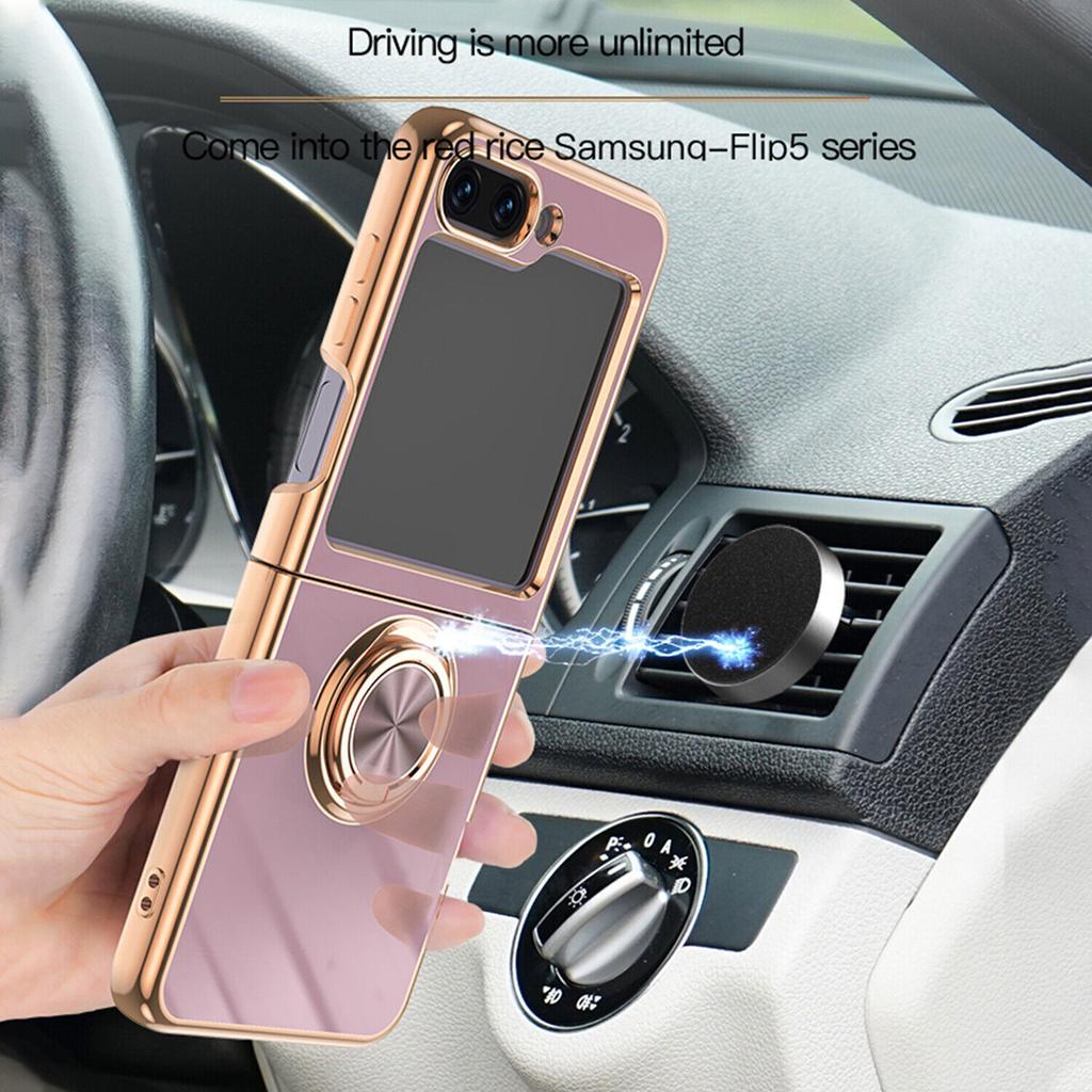 Luksusowa, odporna na wstrząsy obudowa telefonu Samsung Galaxy Z Flip 6 5 4 3 ochronna osłona pierścieniowa stojak uchwyt ultracienka osłona