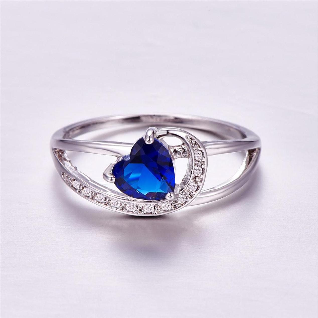 

Fashion Lingmei Модний весільний одяг Шанувальники подарують каблучку з сапфіром 9 синій