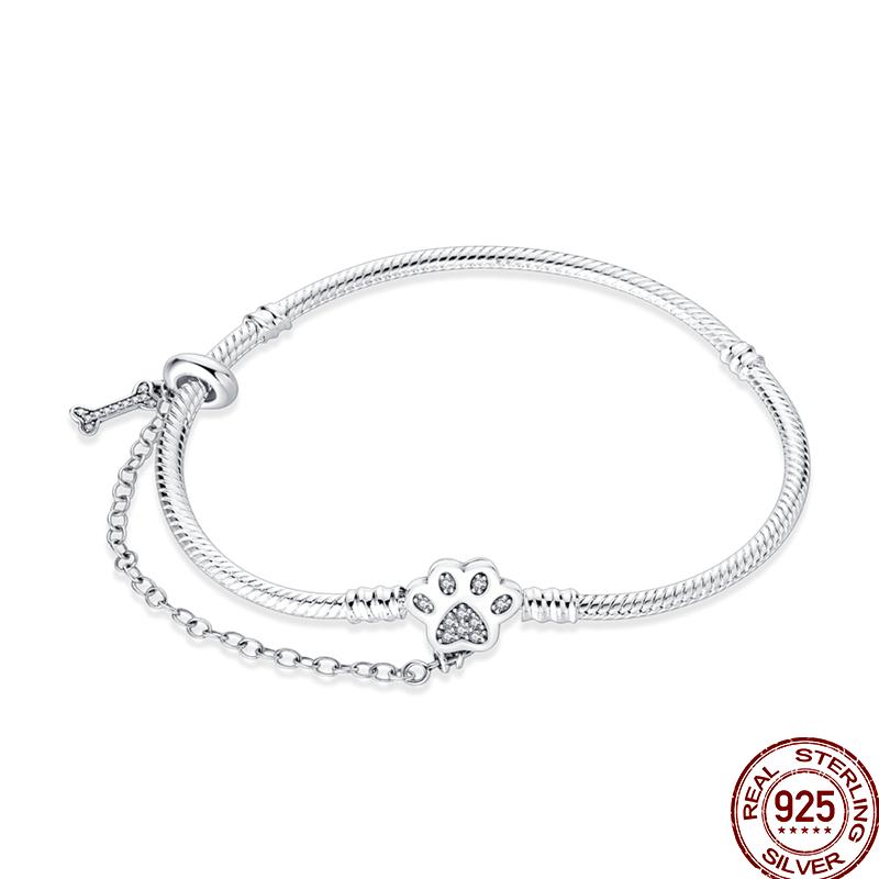100% Silver Bracelet Fit Original Design Beads Charms DIY Jewelry Making Dazzling CZ Chain Bracelet For Women