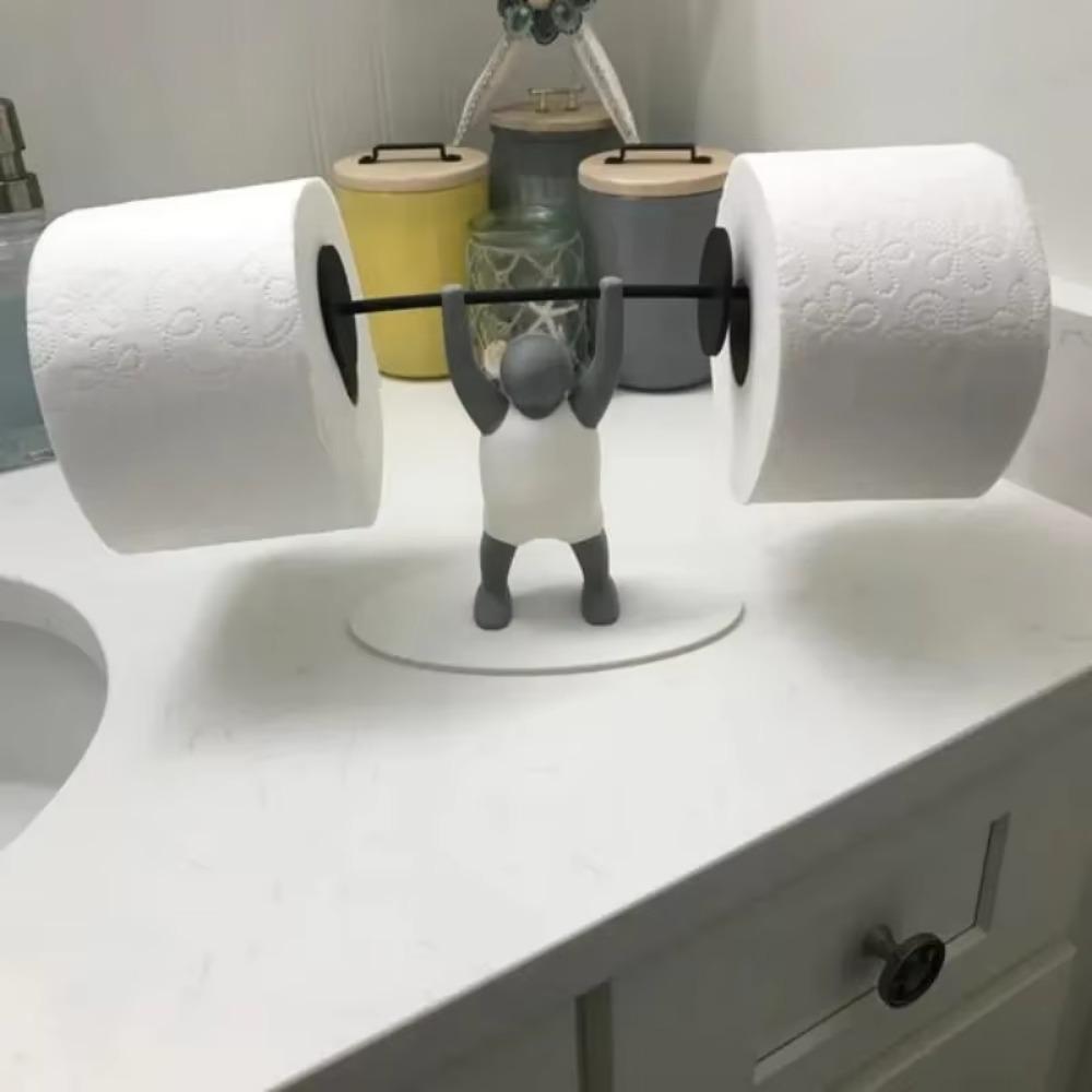 Funny Barbell Toilet Paper Holder Fitness Themed Multi-functional Storage Rack Kitchen Decor