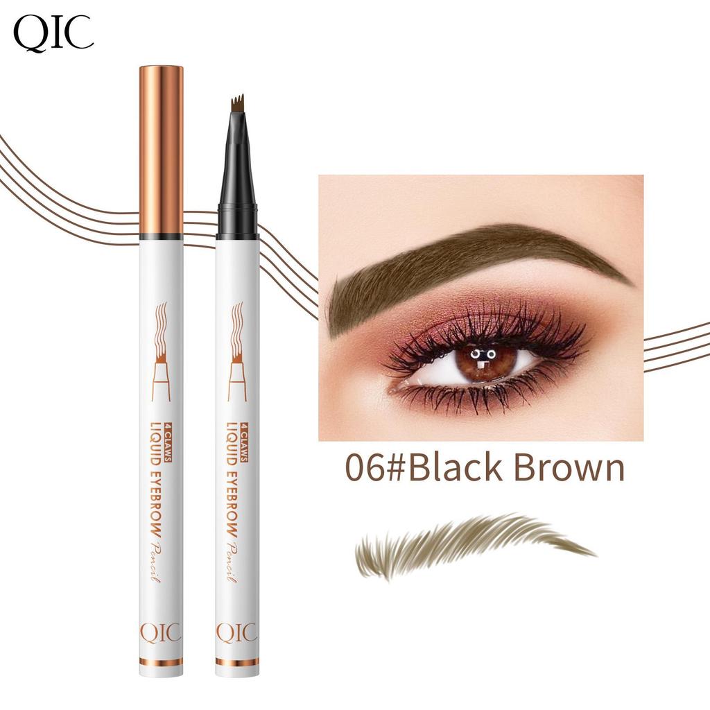 QIC 5D White Tube Four-Prong Waterproof Smudge-Proof Micro-Sculpting Liquid Eyebrow Pencil.