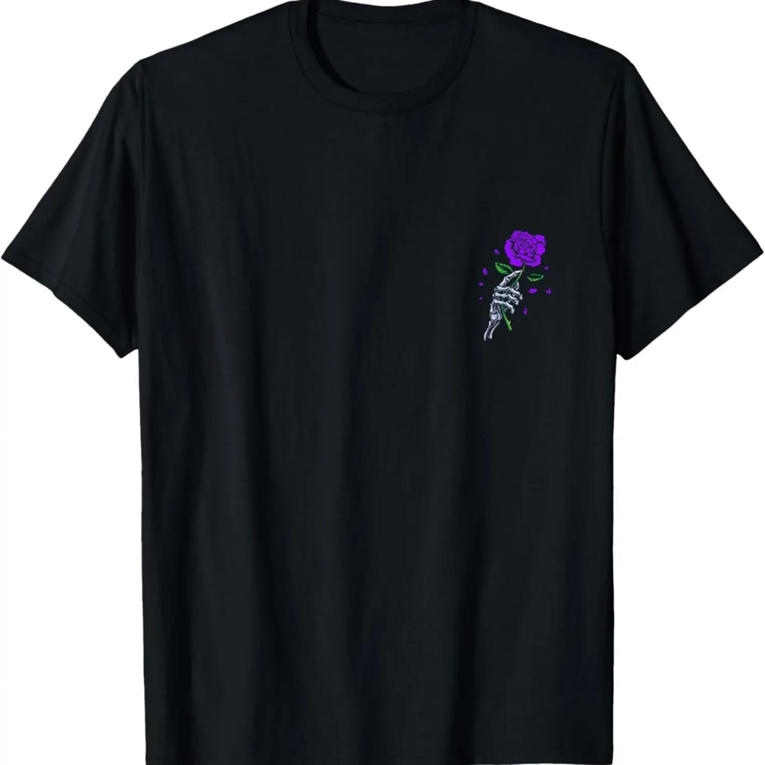 Purple Skeletal Last Rose Purple Color Graphic T-Shirt S чёрный
