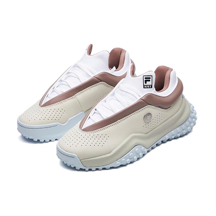 MIHARA YASUHIRO x FILA FM7 FM Cow Leather, Textile Comfortable Low top Chunky Sneakers Women's White Brown F12W114136FWA
