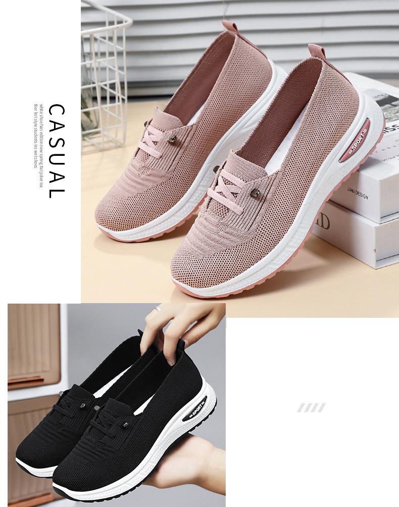 Plus Size Women's Flyknit Breathable Slip-On Canvas Casual Shoes