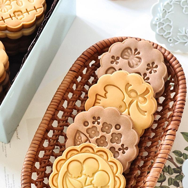 8PCS Flower Shape Cookie Molds Manual Press Cake Moulds Convenient Biscuit Dessert Making Tool for Baking Enthusiasts