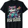 Funny Cat Lover - Rules Are Made for Dogs Driving Cat T-Shirt(4)